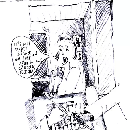 "Do share my roll of sketching paper..." "Do share my roll of sketching paper..."