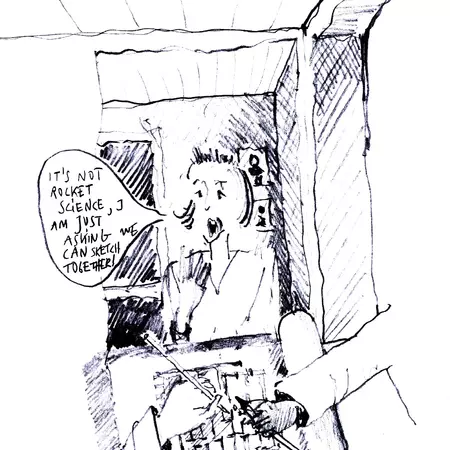 "Do share my roll of sketching paper..." "Do share my roll of sketching paper..."