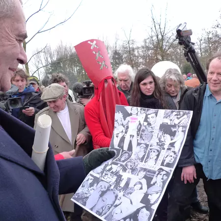 They reprint bawdy photos of you from way back, and distribute them to all attending, laughing right above your open grave.