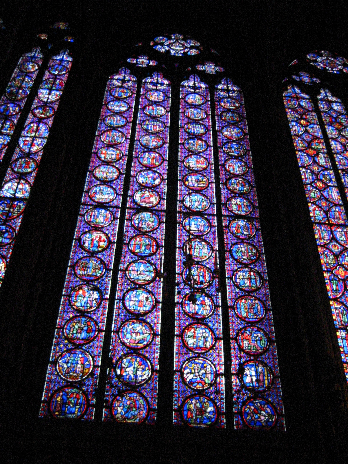 Most of the glass in Saint Chapelle, 4 Boulevard du Palais, Paris 4e, is original and dates back to 1246-1248. (That is more than 760 years ago!)