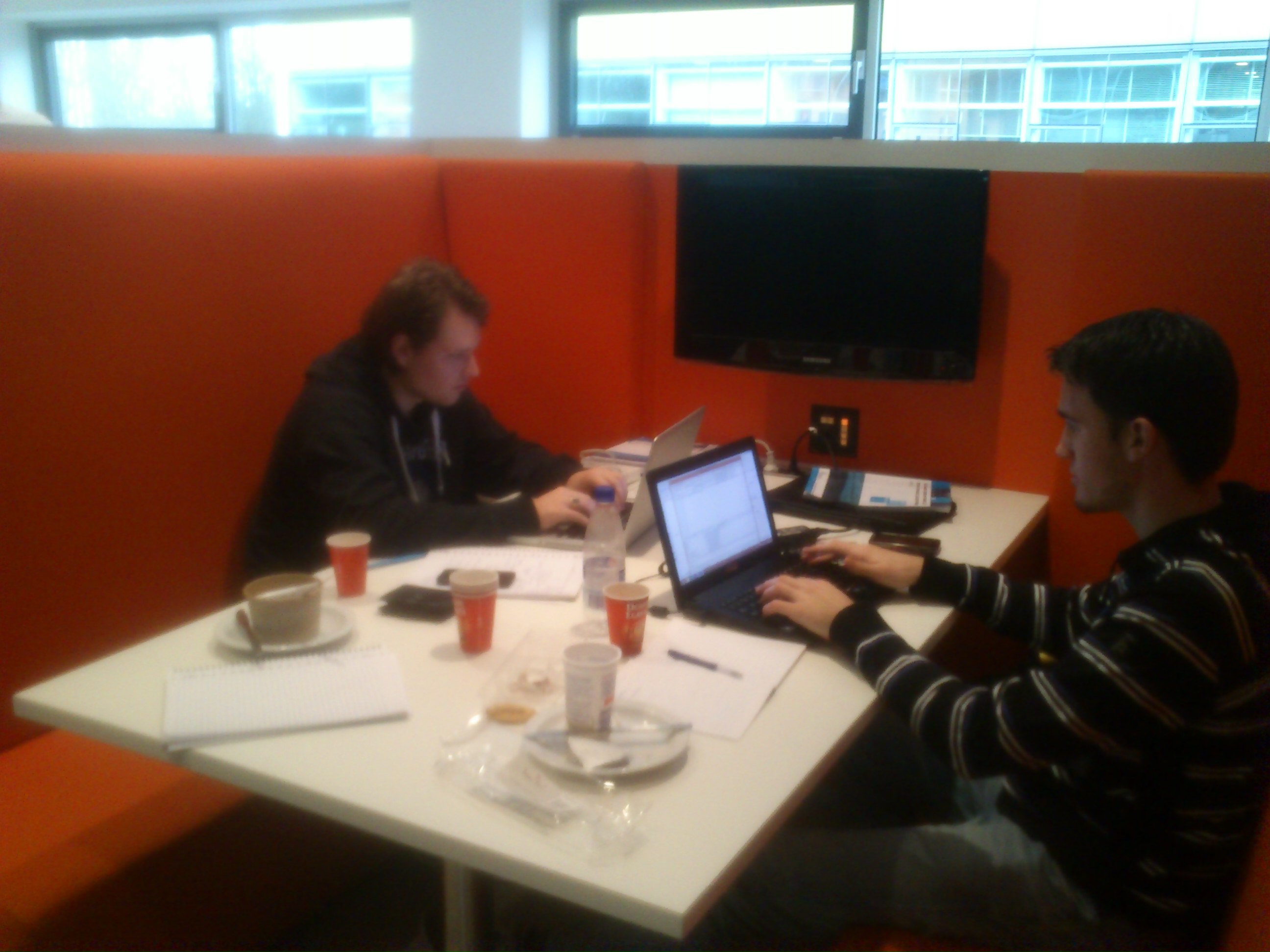 Students working in a commun area