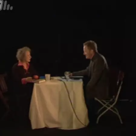 Fig. 3 Renowned writer Margaret Atwood shares a table with Simen Ekern, op-ed editor of the Norwegian Newspaper ‘Dagbladet’. Fig. 3 Renowned writer Margaret Atwood shares a table with Simen Ekern, op-ed editor of the Norwegian Newspaper ‘Dagbladet’.