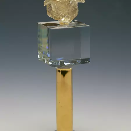 Portrait of my daughter, or You are my rose bud by Anna Carlgren (rose with gold leaf applied hot, stem painted with gold luster and fired)