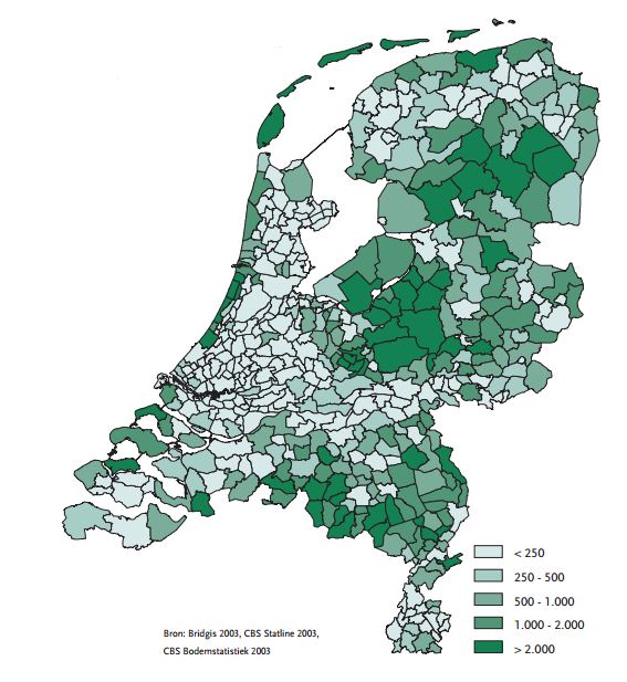 Recreation space per inhabitant