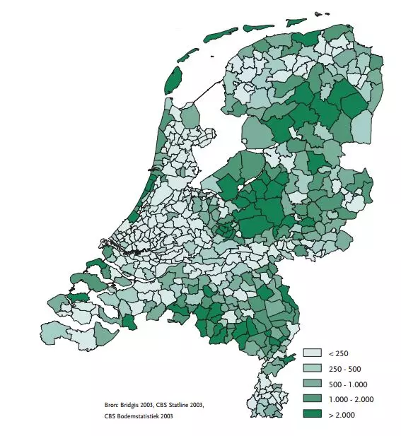 Recreation space per inhabitant